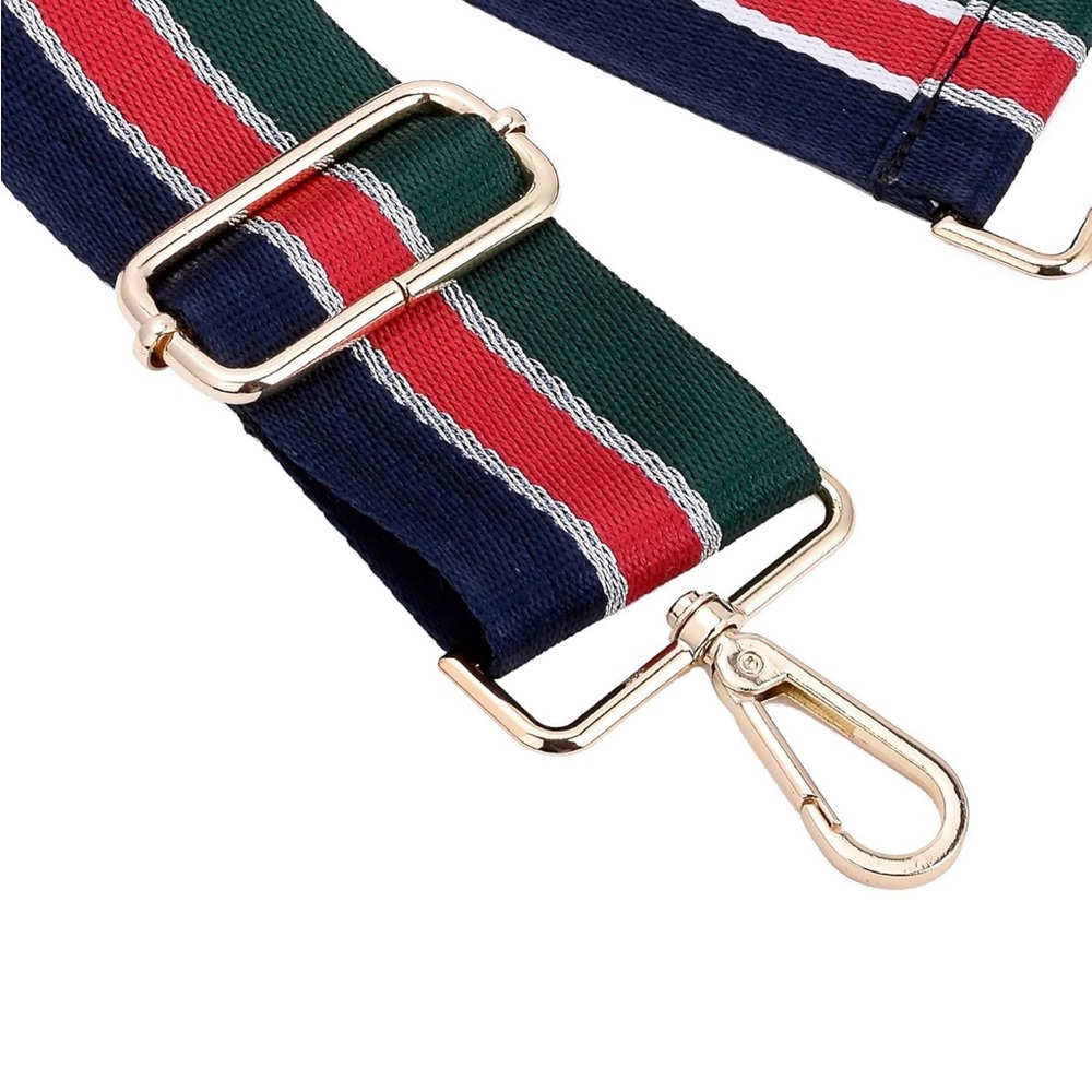 NWT Striped Adjustable Bag Strap with Gold Hardware (Blue Red & Green) - Picture 3 of 5